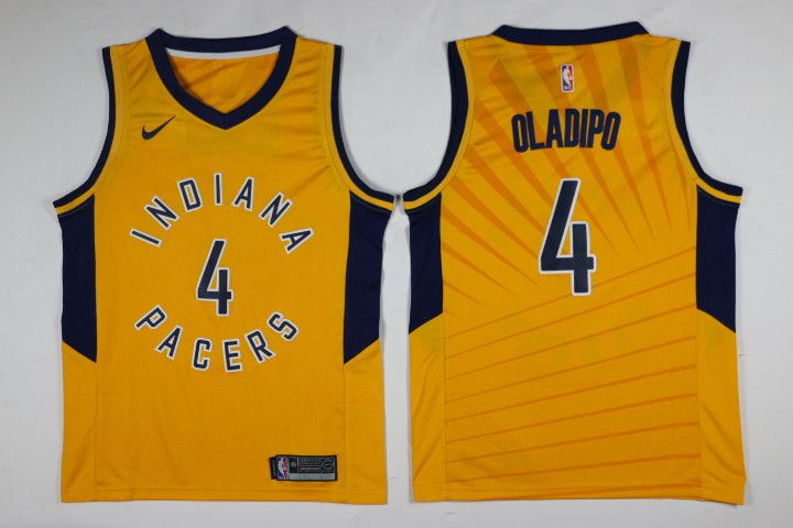 Men Indiana Pacers #4 Oladipo Yellow Nike NBA Jerseys->milwaukee bucks->NBA Jersey
